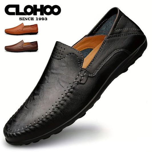 CLOHOO Men’s Business Casual Leather Shoes – Comfortable Breathable Cowhide with Durable Rubber Sole