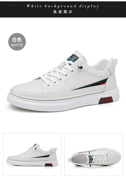 Men’s Genuine Leather Sneakers – 7cm Height Increasing, Casual Luxury