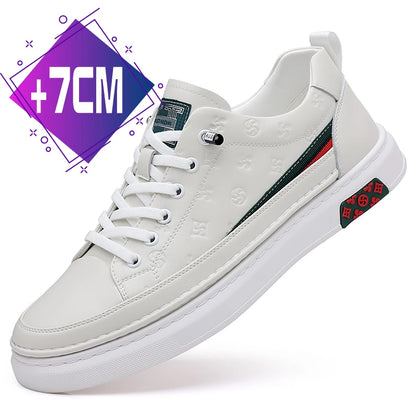 Men’s Genuine Leather Sneakers – 7cm Height Increasing, Casual Luxury