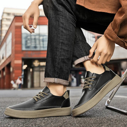 Outdoor Leather Men's Casual Shoes Fashion Breathable Slip-on man Loafers Comfortable Lazy Shoes Soft Flat Driving Walking Shoes