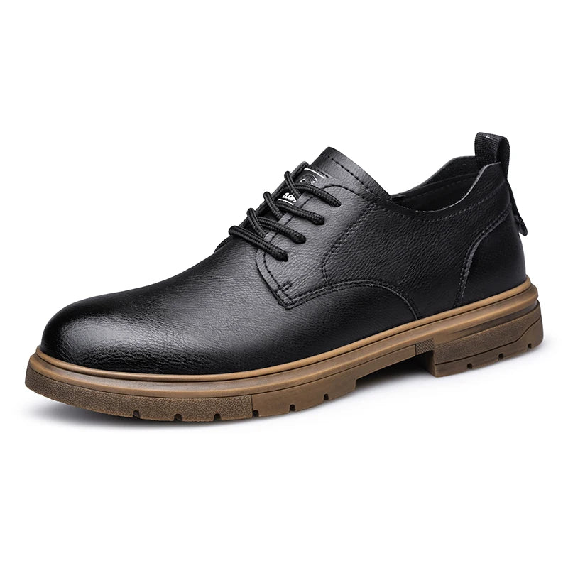 CLOHOO Men’s Handmade Leather Shoes – Classic Business Casual Lace-Up with Soft Breathable Sole