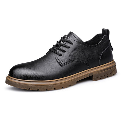 CLOHOO Men’s Handmade Leather Shoes – Classic Business Casual Lace-Up with Soft Breathable Sole