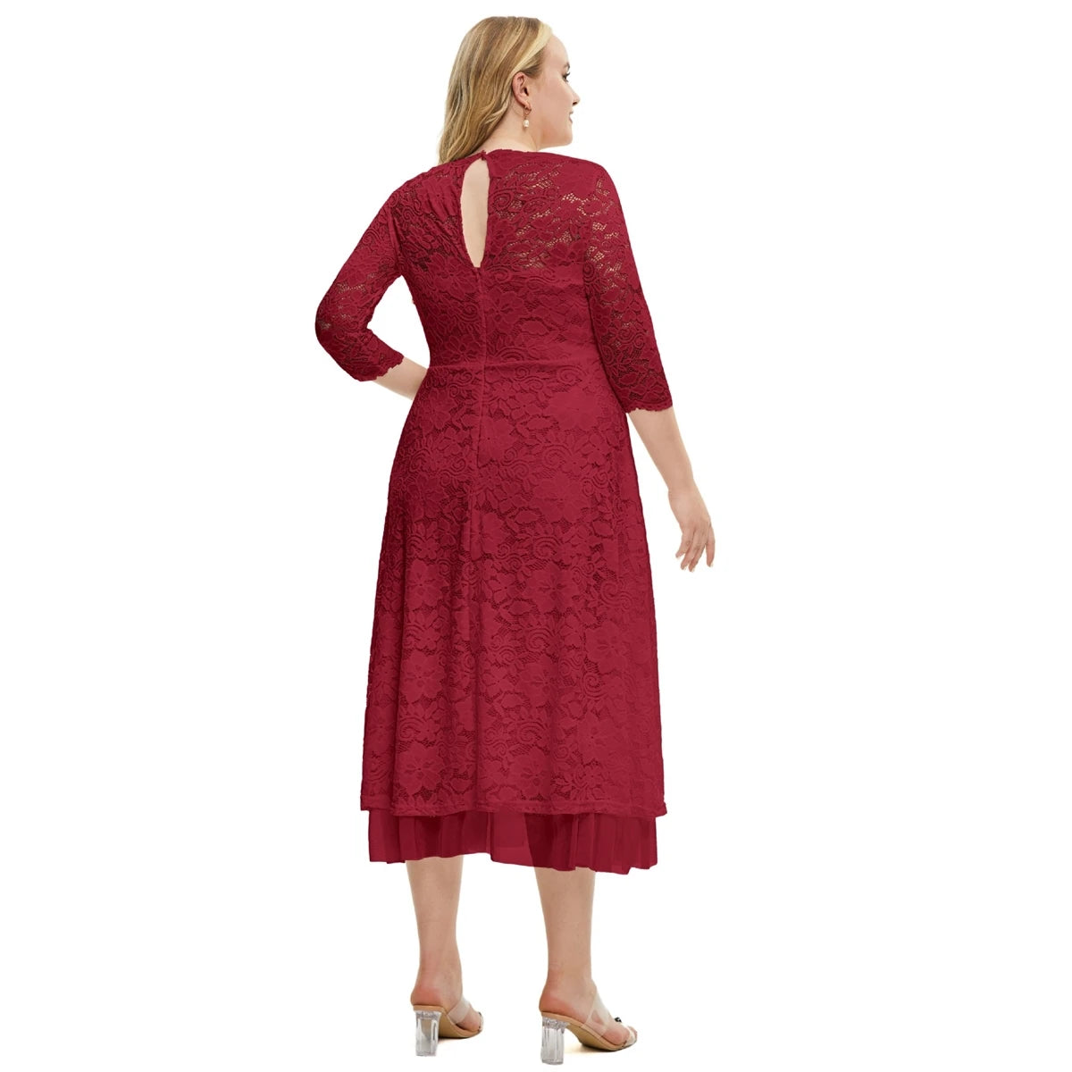 Elegant Lace Evening Dress – Timeless Plus Size Style for Weddings & Parties