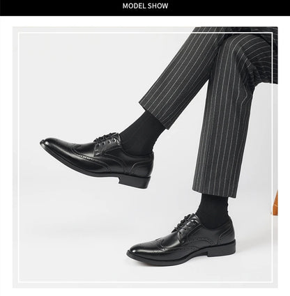 High Quality Height Increase Oxford Dress Shoes Men Genuine Cow Leather Suit Shoes Lift Brogues Wedding Formal Elevator Shoes