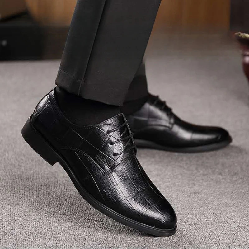 Men’s Leather Shoes – Classic Autumn Business Dress Shoes, British Style Comfort Casual Formal Wedding Footwear