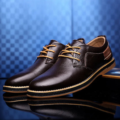 Men’s Oxford Shoes – Genuine Leather Brogue Lace-Up Dress Footwear, Italian Luxury Brand Moccasins & Loafers, Plus Size 38–48