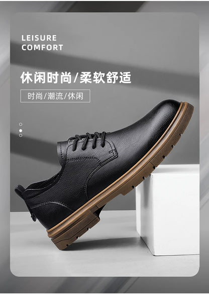 CLOHOO Men’s Handmade Leather Shoes – Classic Business Casual Lace-Up with Soft Breathable Sole