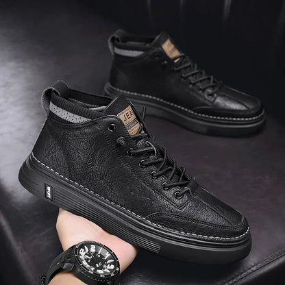 New Men’s Leather Chelsea Boots – High-Top Work & Casual Fashion Shoes, Versatile Trendy Ankle Boots