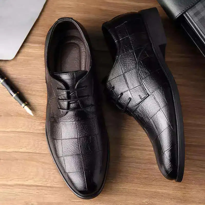 Men’s Leather Shoes – Classic Autumn Business Dress Shoes, British Style Comfort Casual Formal Wedding Footwear