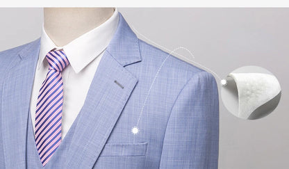 Men’s 3-Piece Slim Fit Suit – Summer Formal Set with Blazer, Vest & Pants