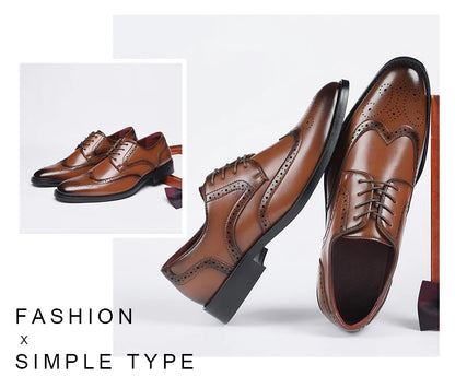 High Quality Height Increase Oxford Dress Shoes Men Genuine Cow Leather Suit Shoes Lift Brogues Wedding Formal Elevator Shoes
