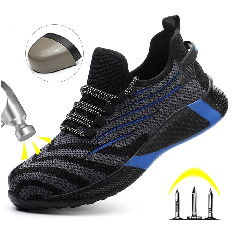 Men’s Safety Work Shoes – Anti-Puncture Indestructible Sneakers, Lightweight Protective Boots