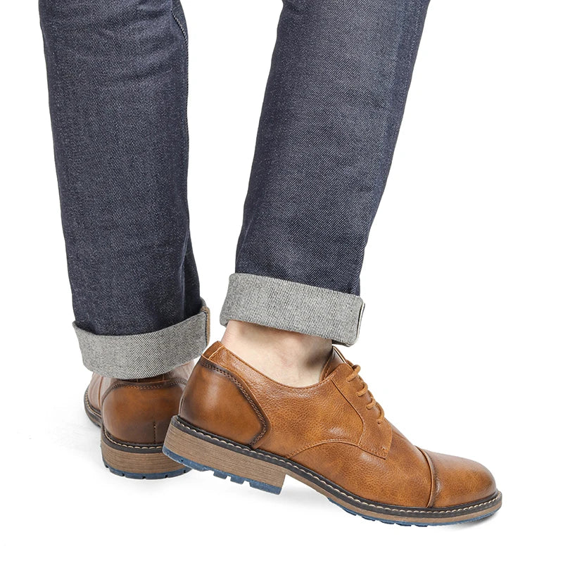 Retro Men's Derby Shoes 2024 New Men Casual shoes Fashion Men Leather Shoes #AL6604