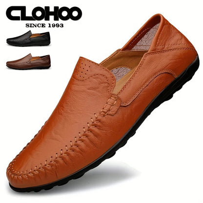 CLOHOO Men’s Business Casual Leather Shoes – Comfortable Breathable Cowhide with Durable Rubber Sole