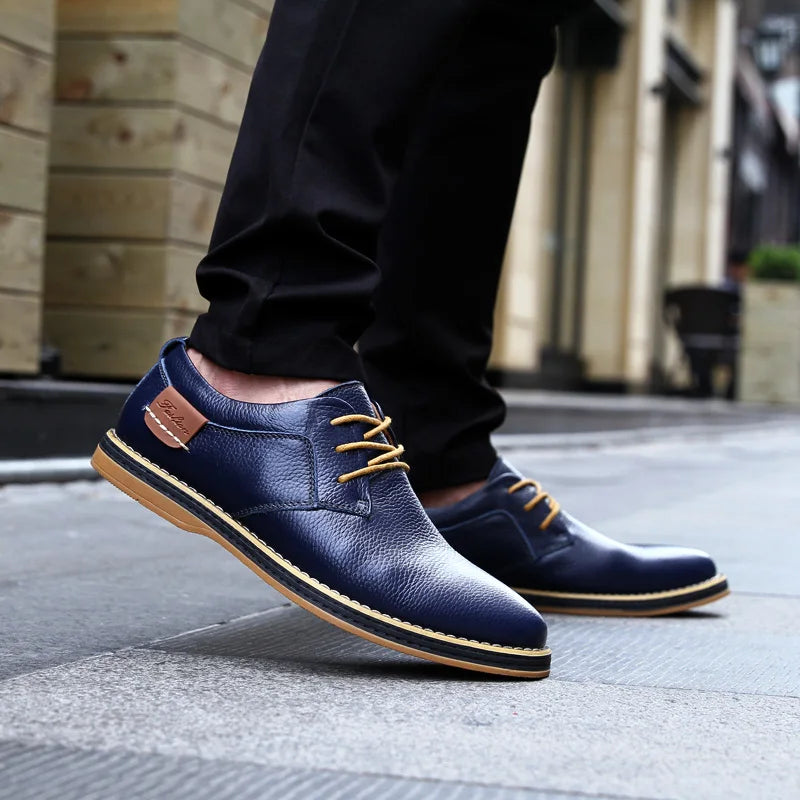 Men’s Oxford Shoes – Genuine Leather Brogue Lace-Up Dress Footwear, Italian Luxury Brand Moccasins & Loafers, Plus Size 38–48