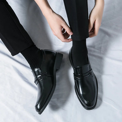 Men’s Formal Leather Loafers – Classic Slip-On Round Toe Dress Shoes