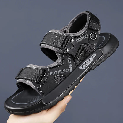 Handmade Men’s Summer Sandals – Genuine Leather Open-Toe Casual Shoes, Breathable Lightweight Outdoor Beach & Work Footwear