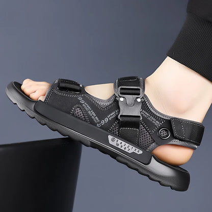 Handmade Men’s Summer Sandals – Genuine Leather Open-Toe Casual Shoes, Breathable Lightweight Outdoor Beach & Work Footwear
