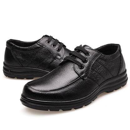 Men’s Genuine Leather Shoes – Soft Cowhide Flats for Business & Casual Wear