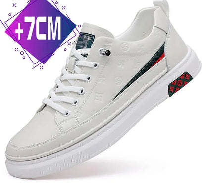 Men’s Genuine Leather Sneakers – 7cm Height Increasing, Casual Luxury