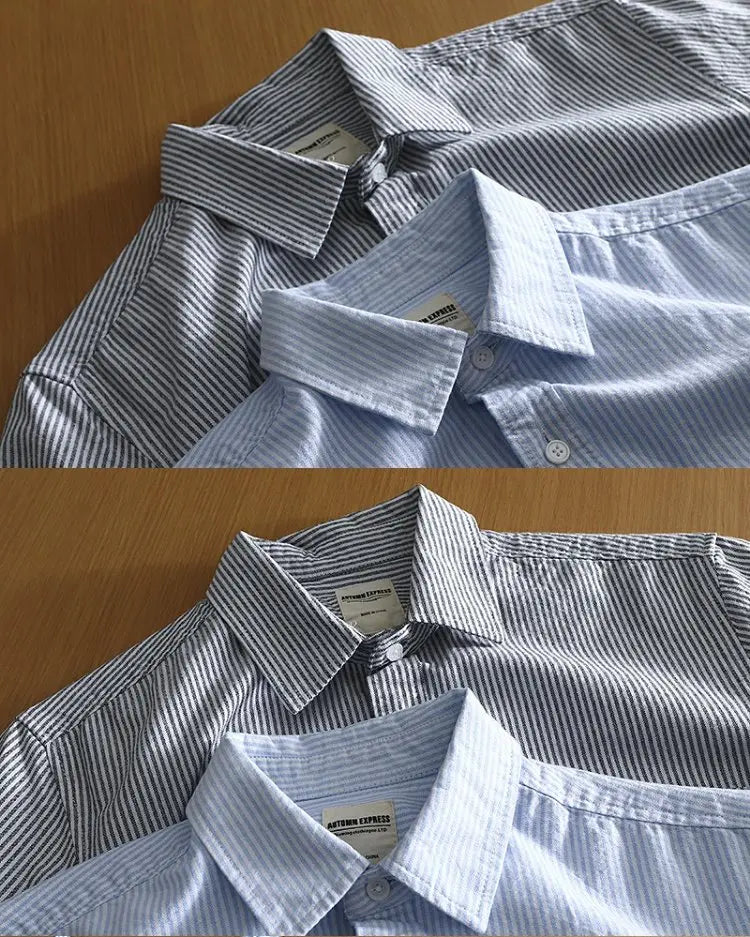 Classic Cotton Oxford Shirt – Effortless Stripes for Smart Summer Style
