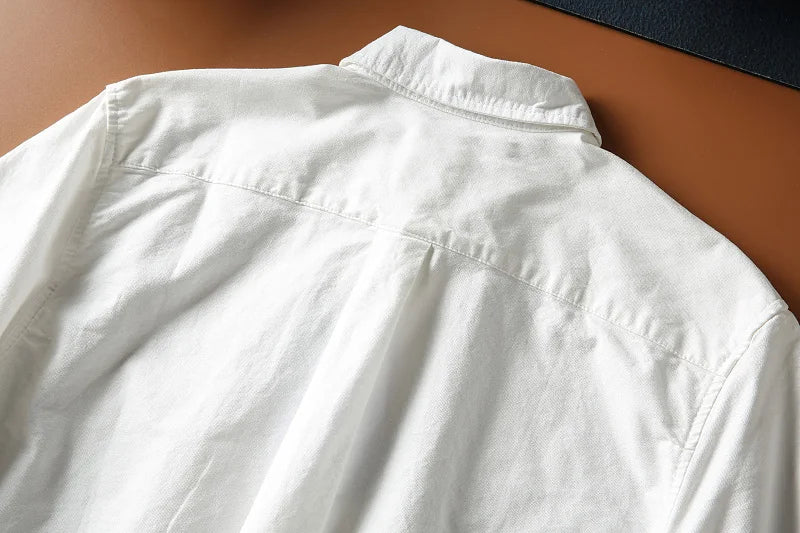 Japanese Short Sleeve Loose Fit Ox Cloth Men's Breathable Cotton