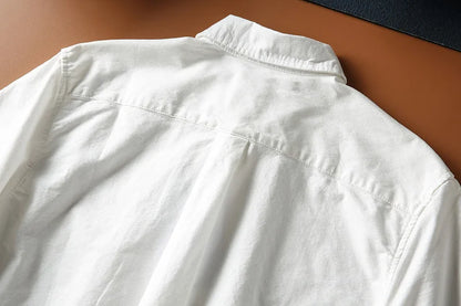 Japanese Short Sleeve Loose Fit Ox Cloth Men's Breathable Cotton