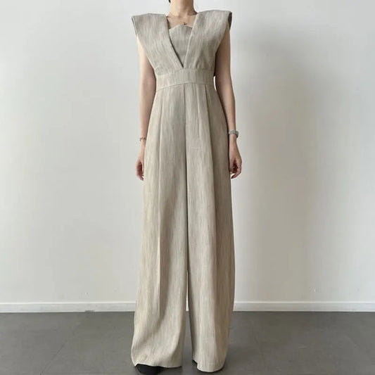 Chic Retro Jumpsuit – Flattering High Waist & Wide Leg Style for Effortless Summer Elegance