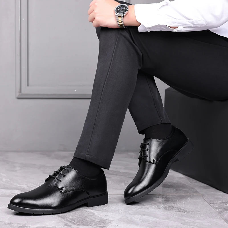 Men’s Formal Leather Dress Shoes – Italian Luxury Lace-Up with Breathable Non-Slip Sole