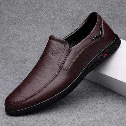 Men’s Business Casual Shoes – Handmade Layered Cowhide Leather with Durable Rubber Bottom for Office & Leisure