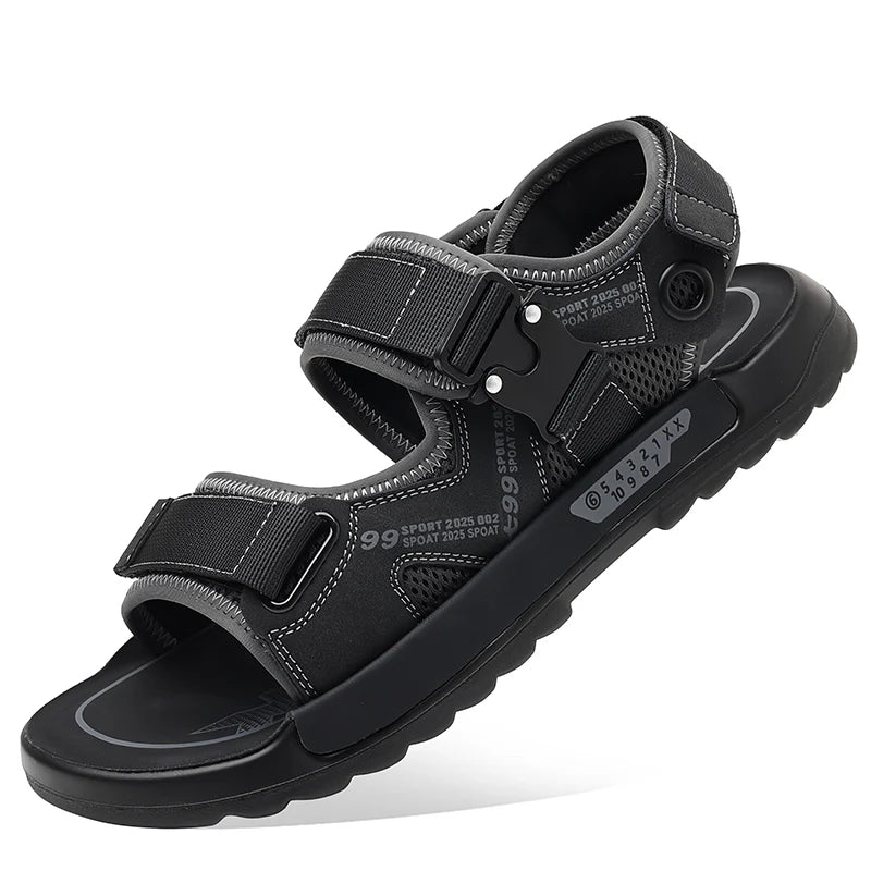 Handmade Men’s Summer Sandals – Genuine Leather Open-Toe Casual Shoes, Breathable Lightweight Outdoor Beach & Work Footwear