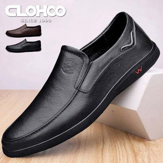 Men’s Business Casual Shoes – Handmade Layered Cowhide Leather with Durable Rubber Bottom for Office & Leisure