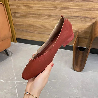Women’s Genuine Leather Loafers – Low Heel, Round Toe, Casual Style