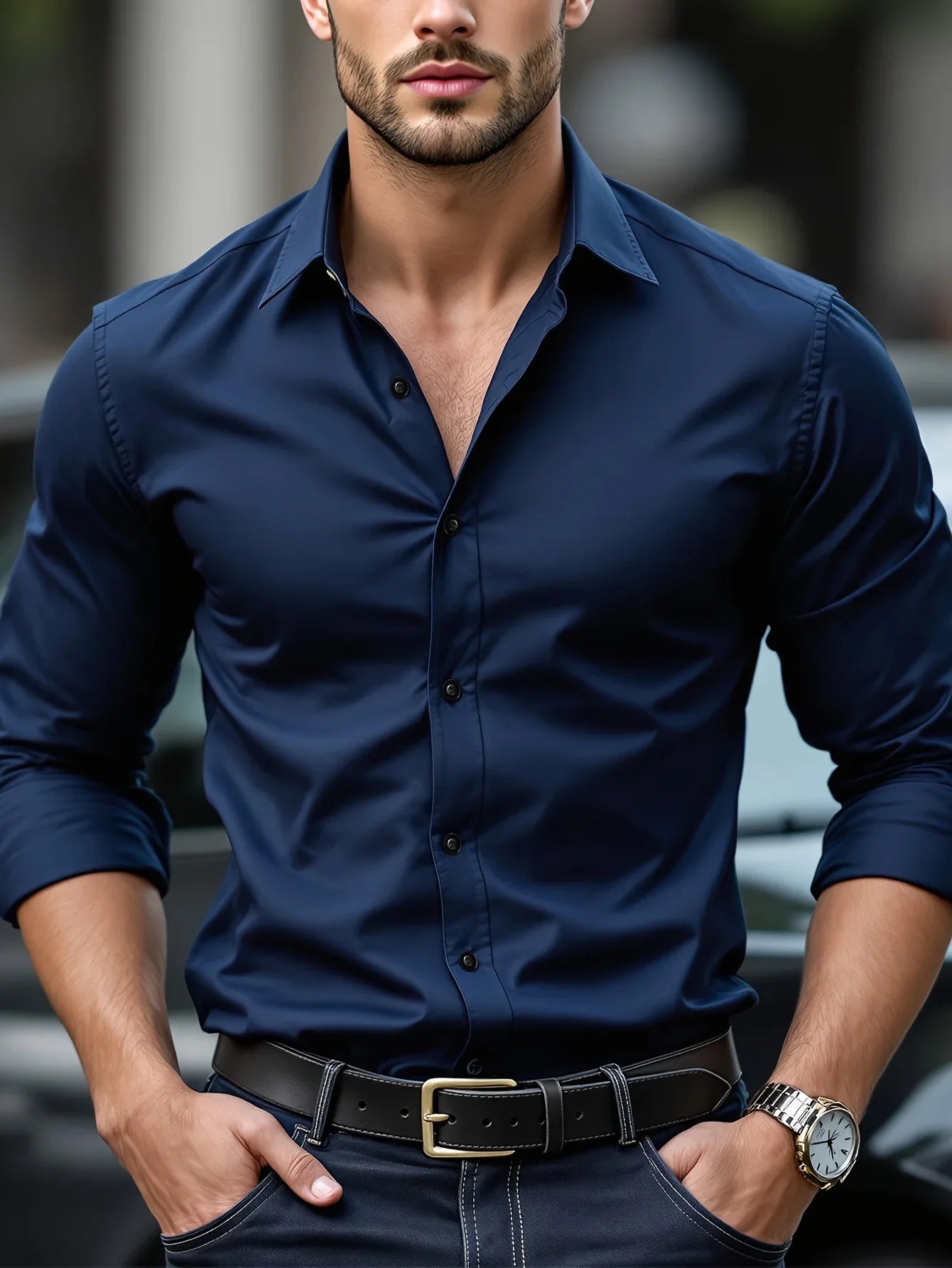 Timeless Men’s Smart Casual Shirt – Stretch Comfort for Work or Everyday Style