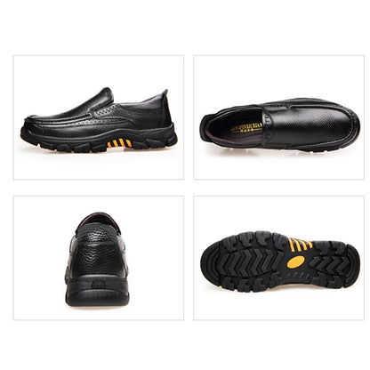 Men’s Genuine Leather Loafers – Soft Cowhide Casual Slip-On Shoes with Thick Sole, Black & Brown