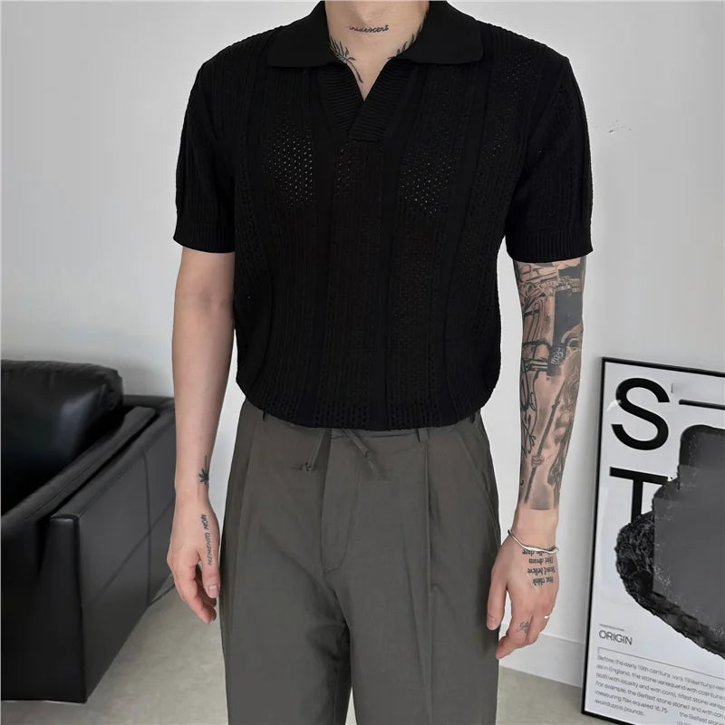 Breezy White Knit Tee – Stylish Hollow Design for Cool Summer Comfort