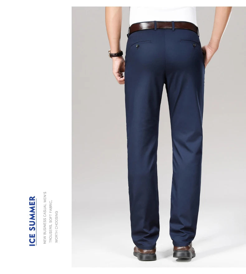 Cool & Comfortable Men’s Summer Trousers – Smart Bamboo Fiber Blend for Work or Casual