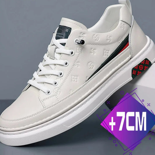 Men’s Genuine Leather Sneakers – 7cm Height Increasing, Casual Luxury