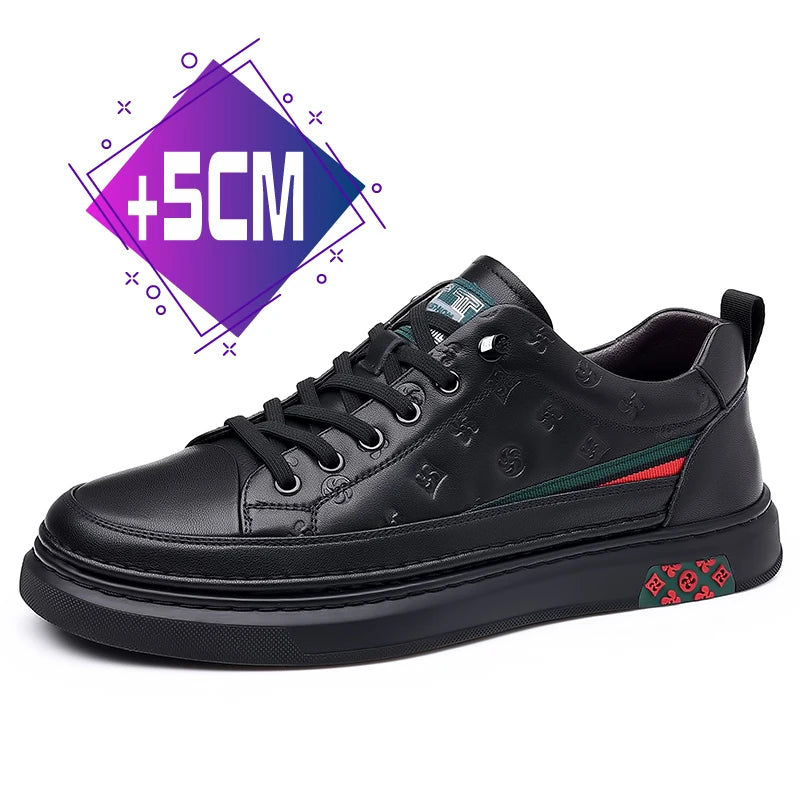 Men’s Genuine Leather Sneakers – 7cm Height Increasing, Casual Luxury