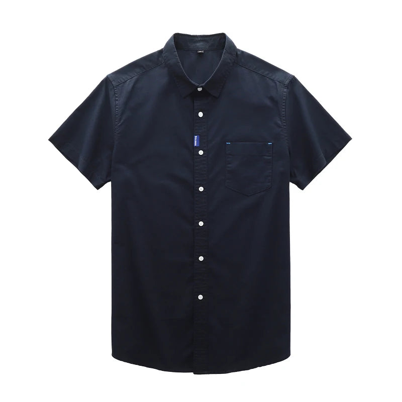 Men’s 100% Cotton Oxford Shirt – Short Sleeve Solid Color Casual Summer Top