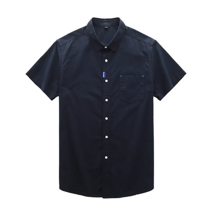 Men’s 100% Cotton Oxford Shirt – Short Sleeve Solid Color Casual Summer Top