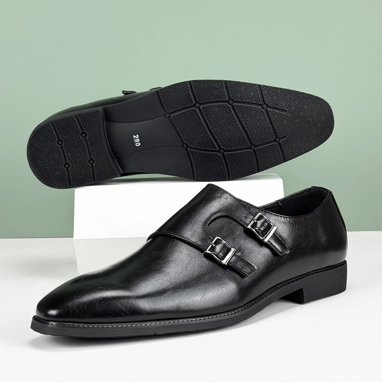 Men’s 2025 British Derby Shoes – Breathable Leather with Adjustable Buckle for Business & Weddings