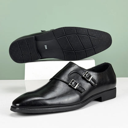 Men’s 2025 British Derby Shoes – Breathable Leather with Adjustable Buckle for Business & Weddings