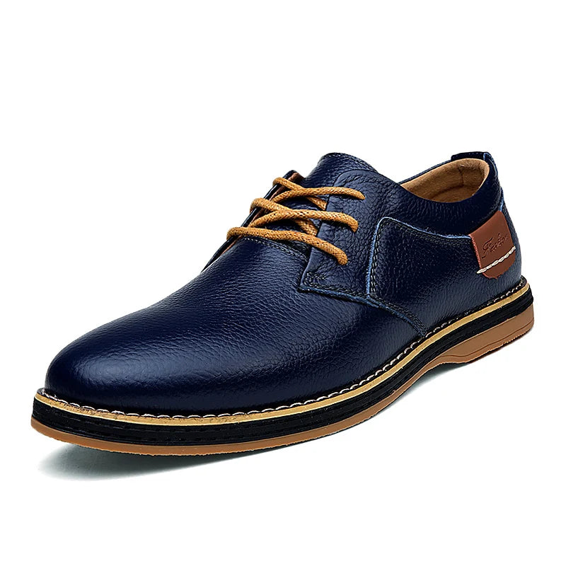 Spring/Autumn Men’s Oxford Shoes – Genuine Leather Lace-Up Formal Dress Shoes, Casual Business & Wedding Footwear, Big Sizes 38–48