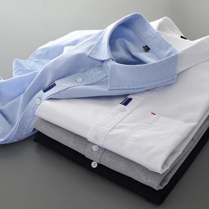 Men’s 100% Cotton Oxford Shirt – Short Sleeve Solid Color Casual Summer Top