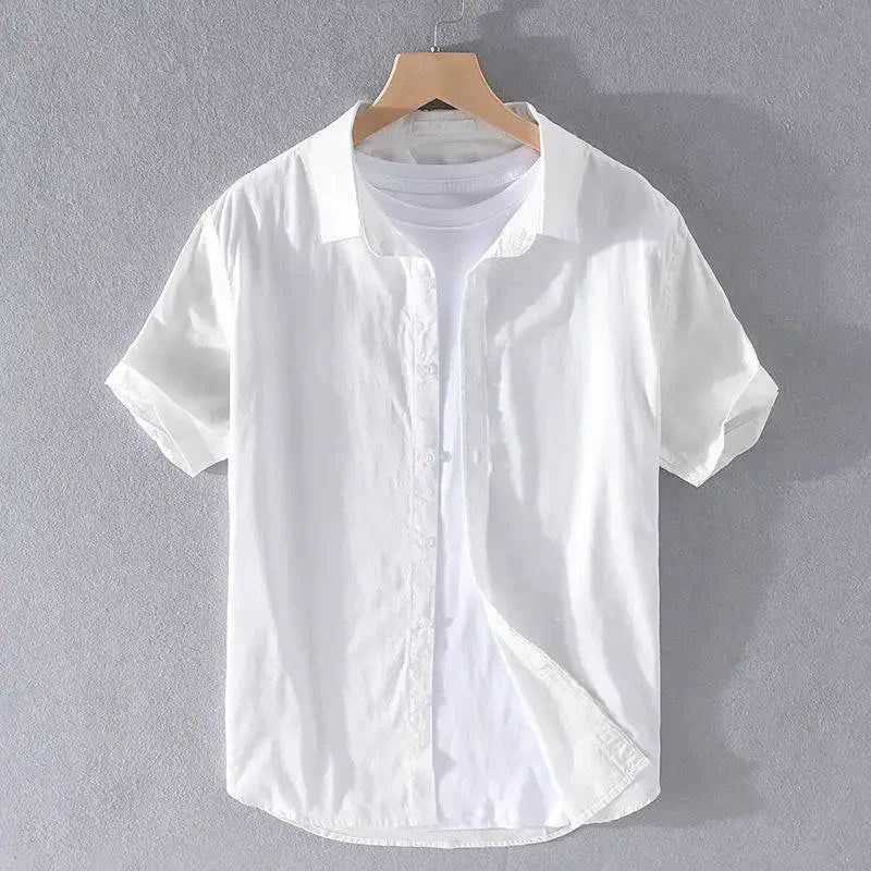 Relaxed Japanese Style Linen Shirt – Breezy Summer Comfort with Artistic Charm