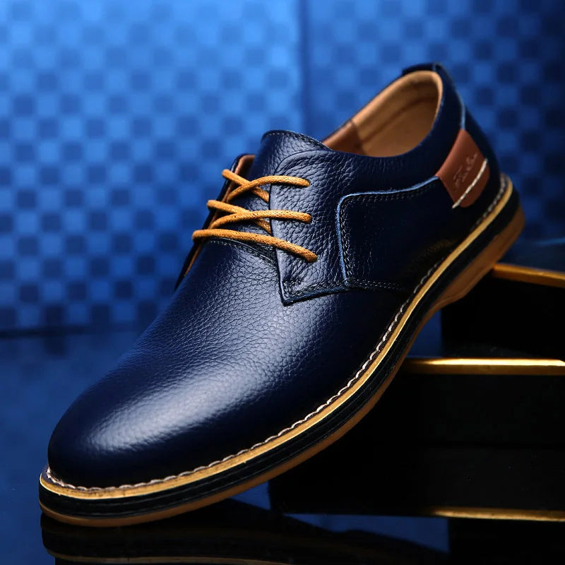 Men’s Oxford Shoes – Genuine Leather Brogue Lace-Up Dress Footwear, Italian Luxury Brand Moccasins & Loafers, Plus Size 38–48