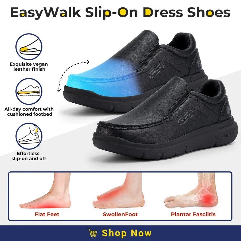 Everyday Comfort Slip-Ons – Wide Leather Shoes Designed for Support & Ease