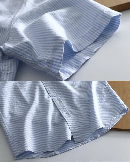 Classic Cotton Oxford Shirt – Effortless Stripes for Smart Summer Style