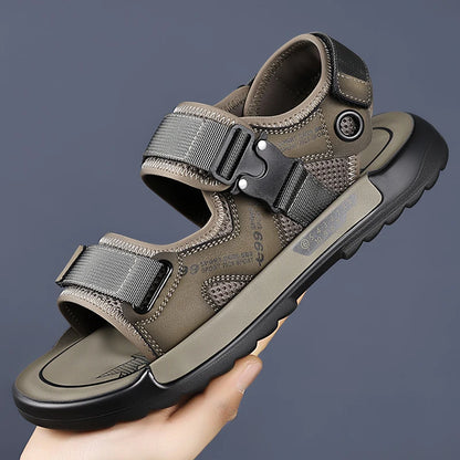 Handmade Men’s Summer Sandals – Genuine Leather Open-Toe Casual Shoes, Breathable Lightweight Outdoor Beach & Work Footwear